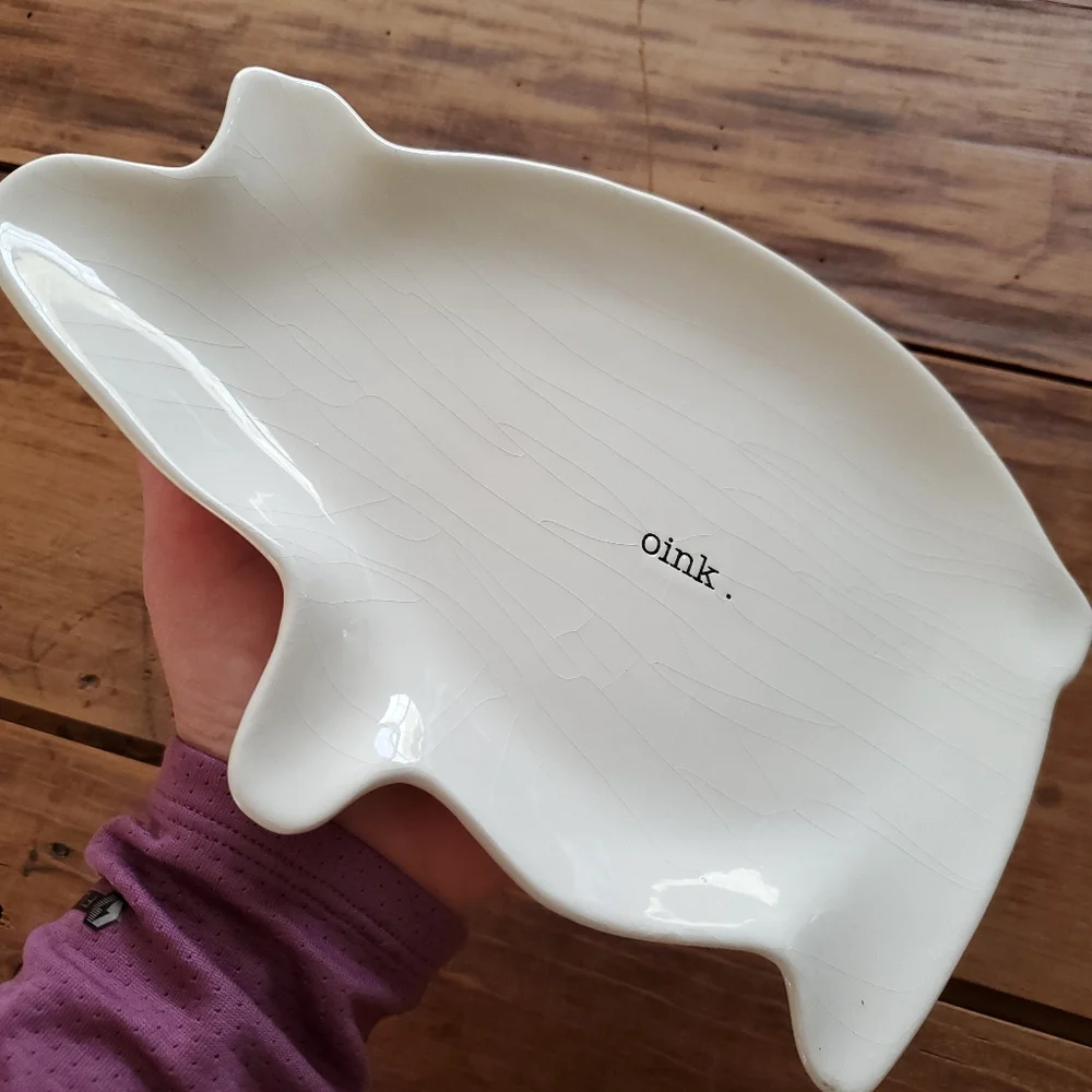 Magenta oink Ceramic Plate Rae Dunn Original Collectors Pig Plate
